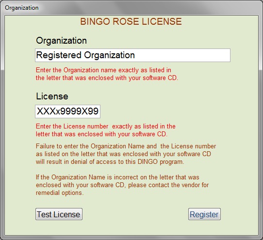 Bingo Rose license